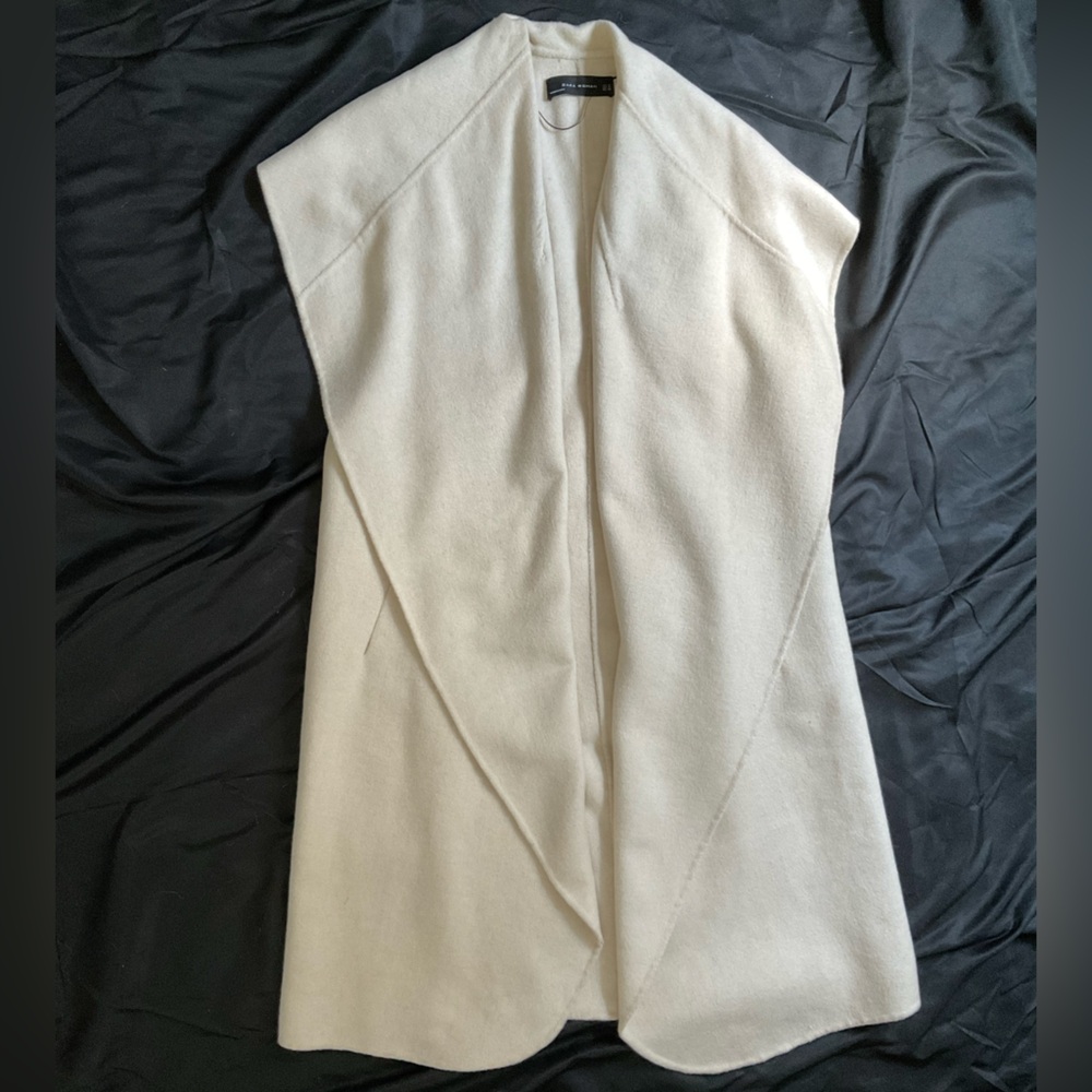Zara Woman Hand Made Sleeveless Vest Coat Cream